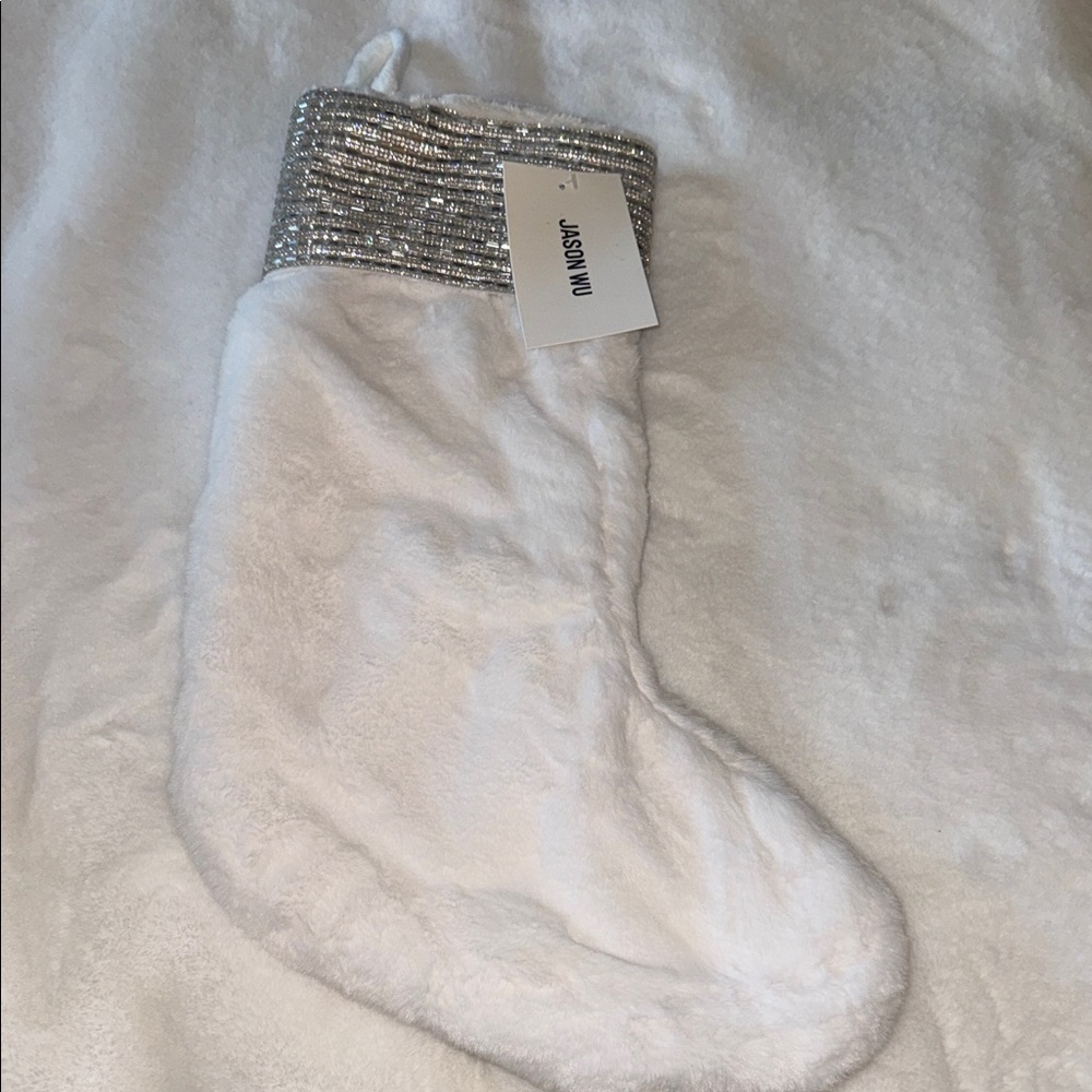 Jason Wu White and Silver Holiday Stocking